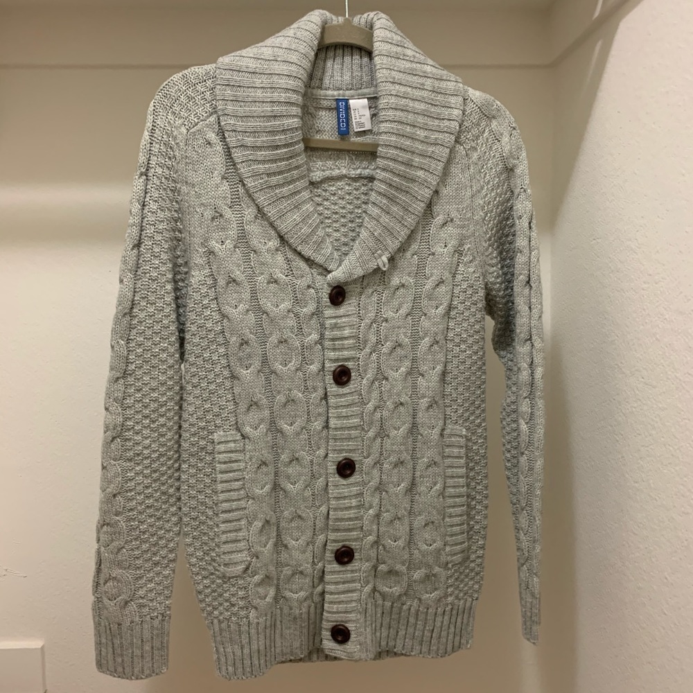 Gray H&M Cable Button Down Jacket